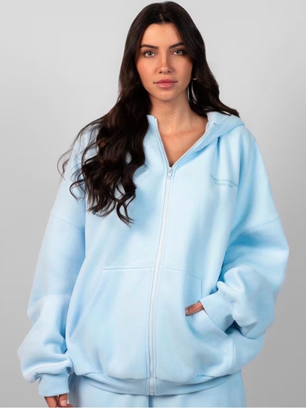 Comfrt Pastel Baby Blue zip up hoodie
